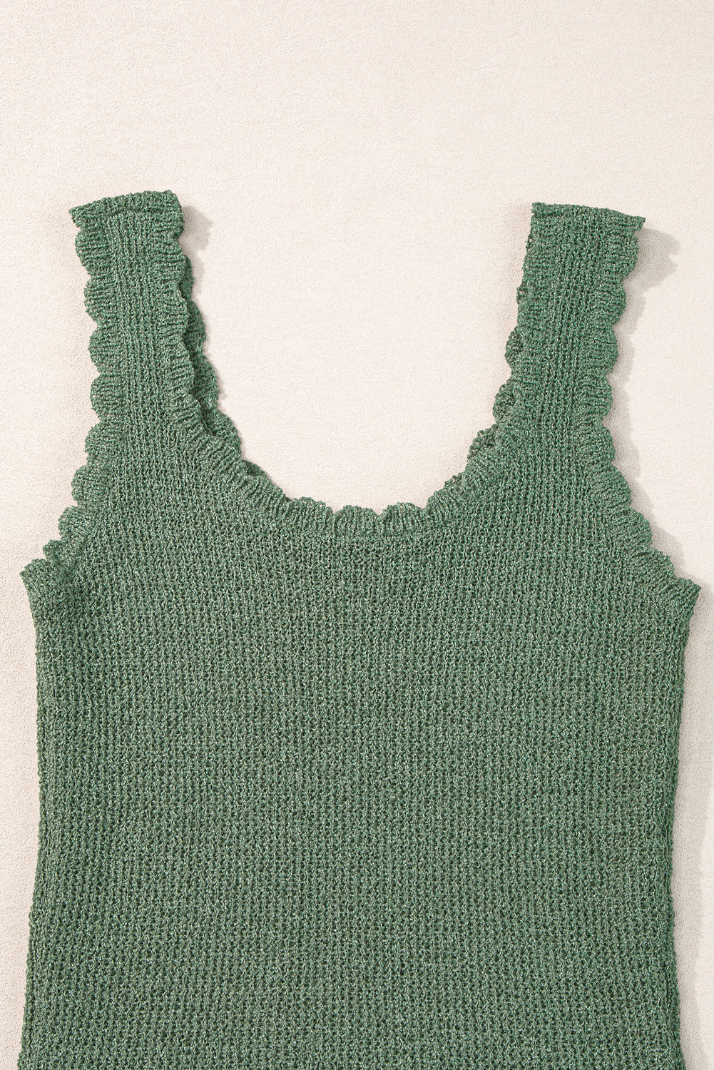 Vest for Women U Neck Scallop Trim Sweater