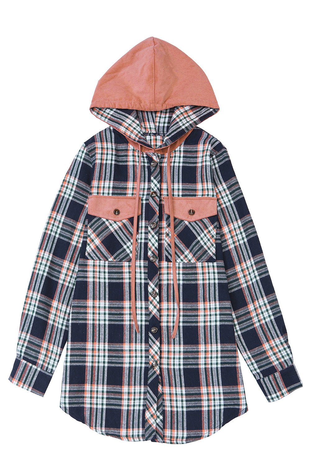 Women's Shacket with Hooded Drawcord Plaid