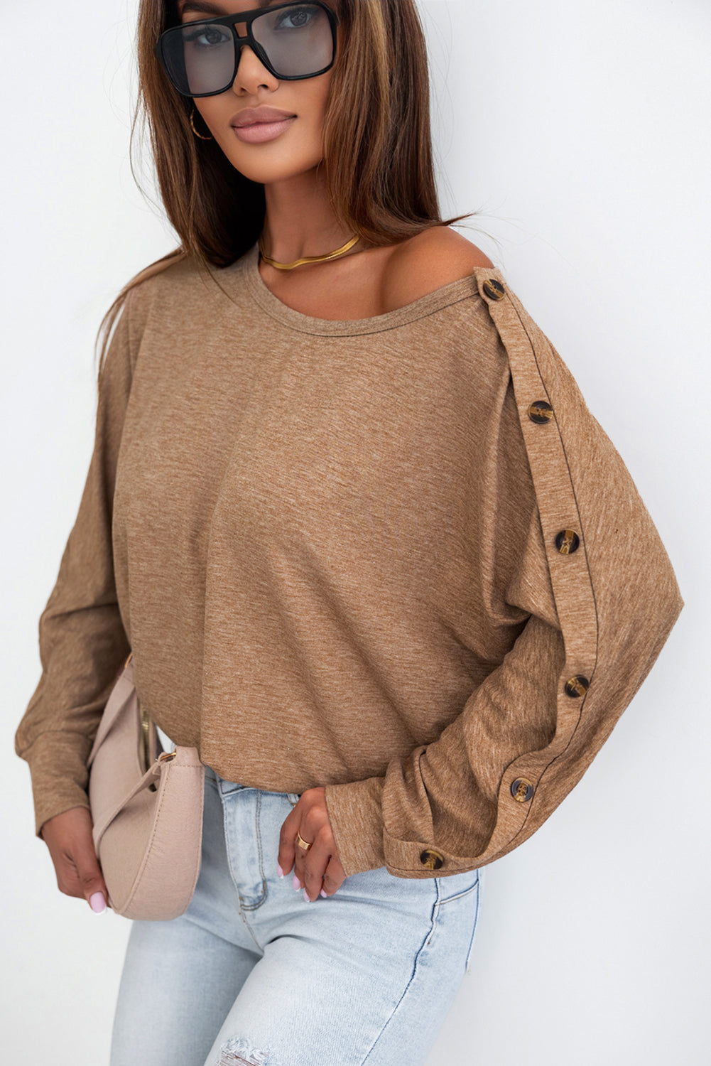 Women's Dolman Sleeve Solid Color Top