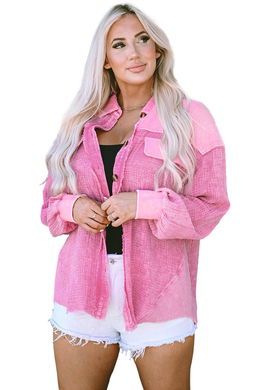 Women's Shacket Featuring Mineral Washed Cotton