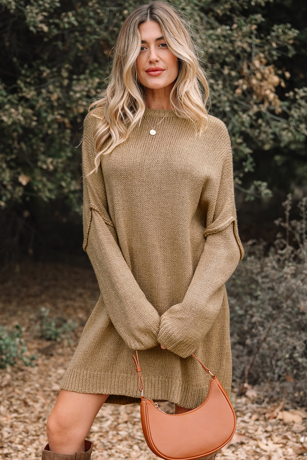 Drop-Shoulder Slouchy Oversize Slouchy Knit Top Dress