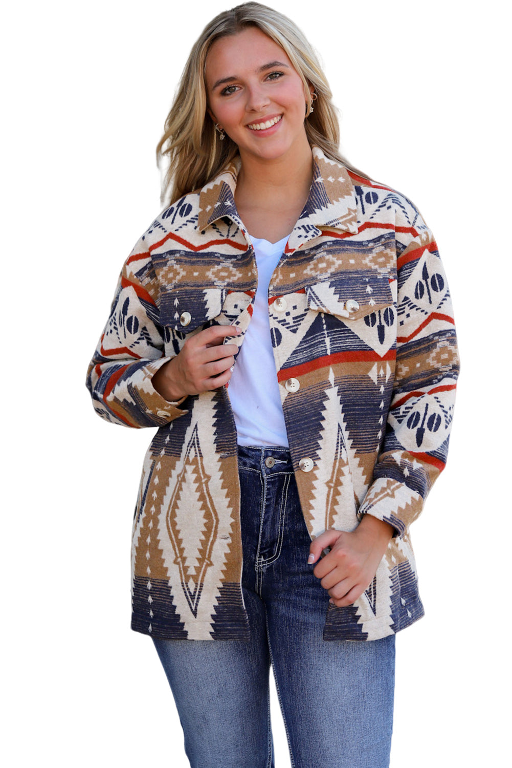 Jacket for Women Aztec Button Oversized