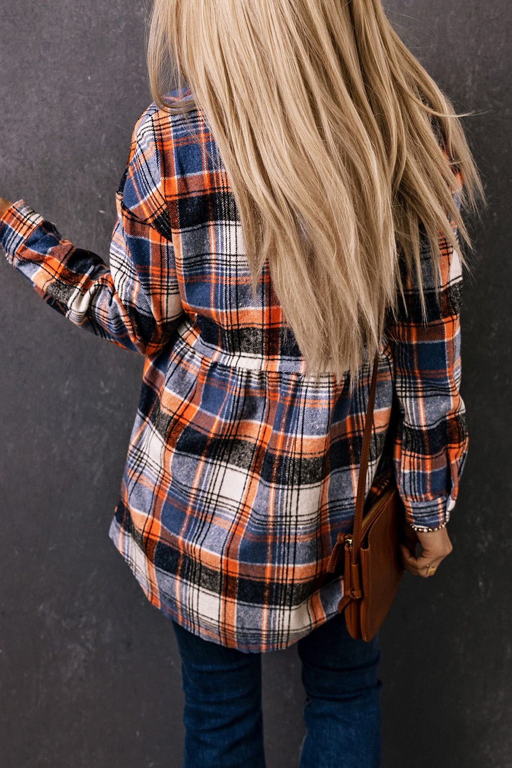 Women's Shirt Jacket Featuring Plaid Ruffle-Trimmed
