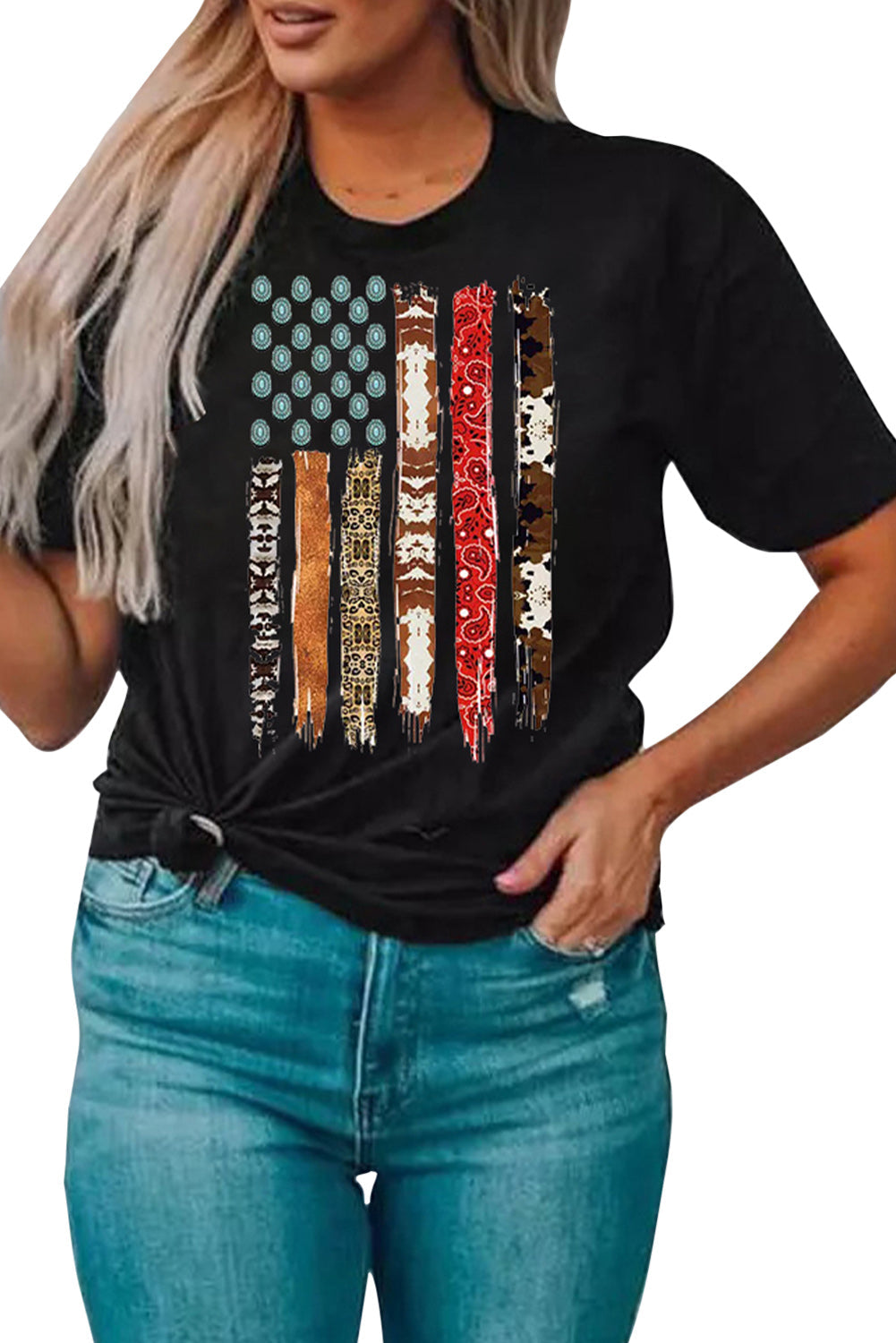 Women's Western American Flag Graphic-Print Tee