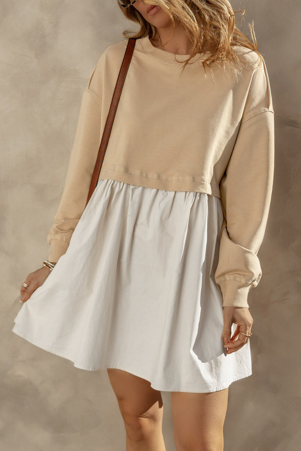 Mini Dress for Women Sweatshirt Poplin