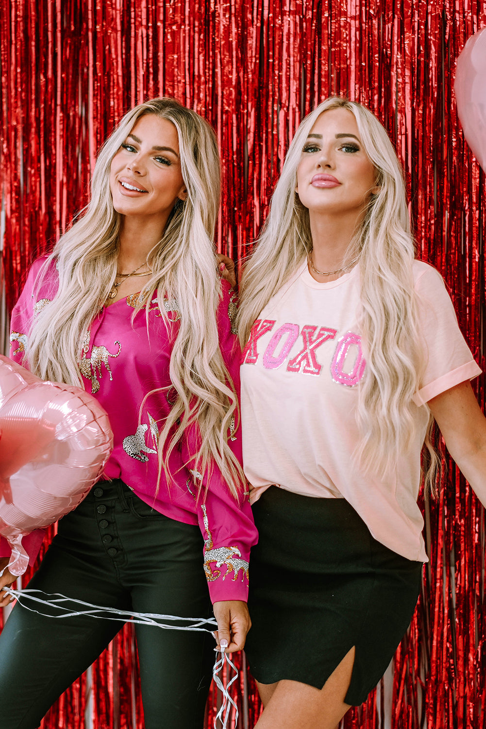 Women's XOXO Graphic-Print Valentines Shiny T-shirt
