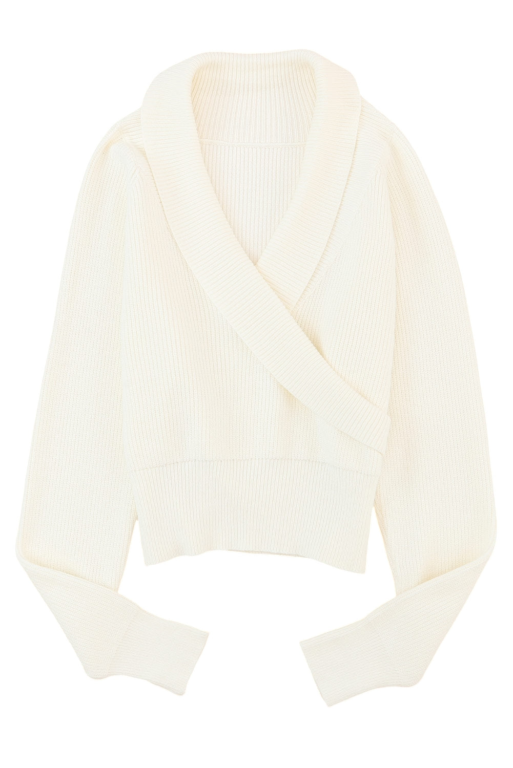 Women's Surplice Crop Rib-Knitted Sweater