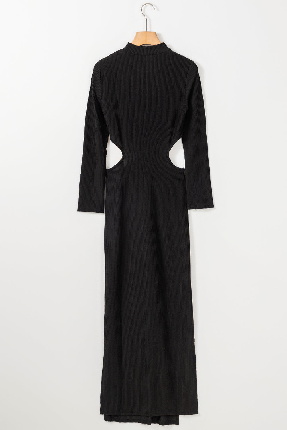 Women's Dress with Twist Cutout Long-Sleeve Rib-Knitted