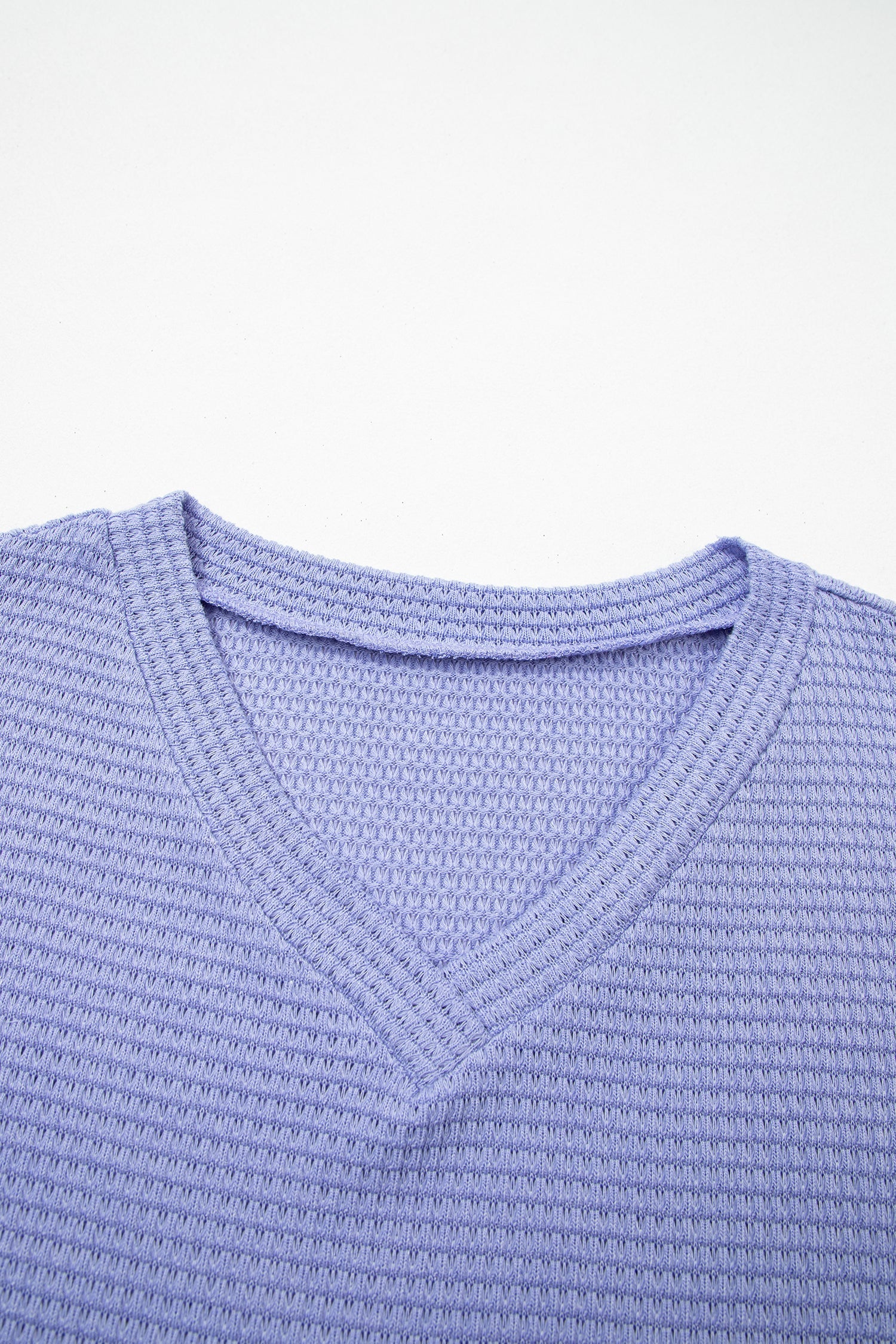 Waffle V-Neck Short-Sleeved Knit Top