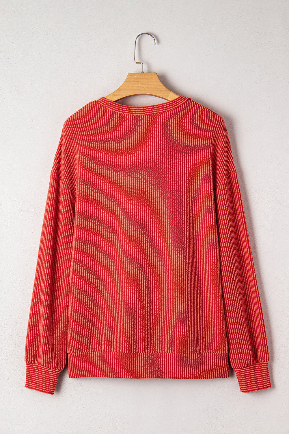 Outlined Twisted Rib Merry Letter Graphic Loose Long-Sleeved Top