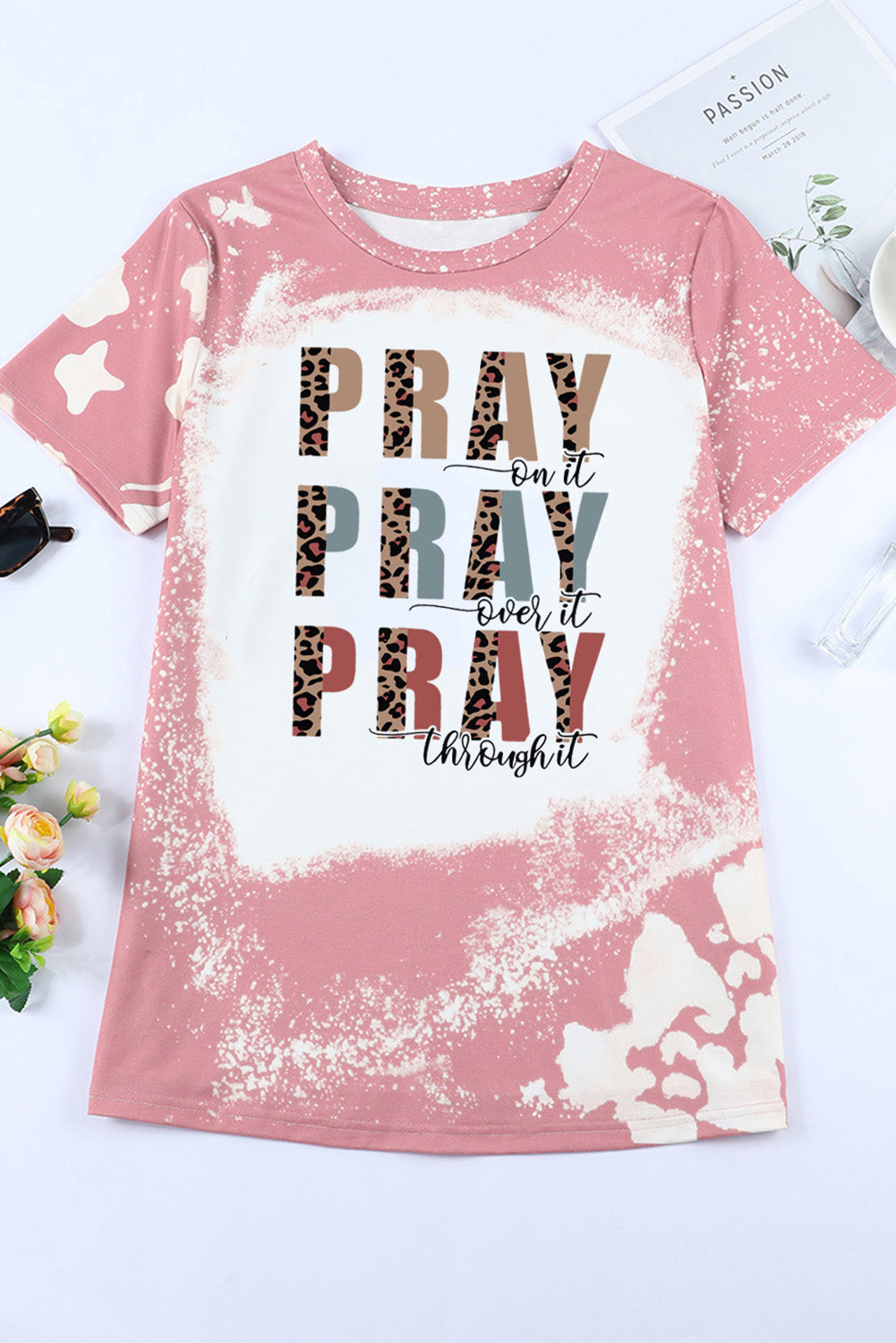 Women's Tee Featuring Tie Dye PRAY Graphic-Print