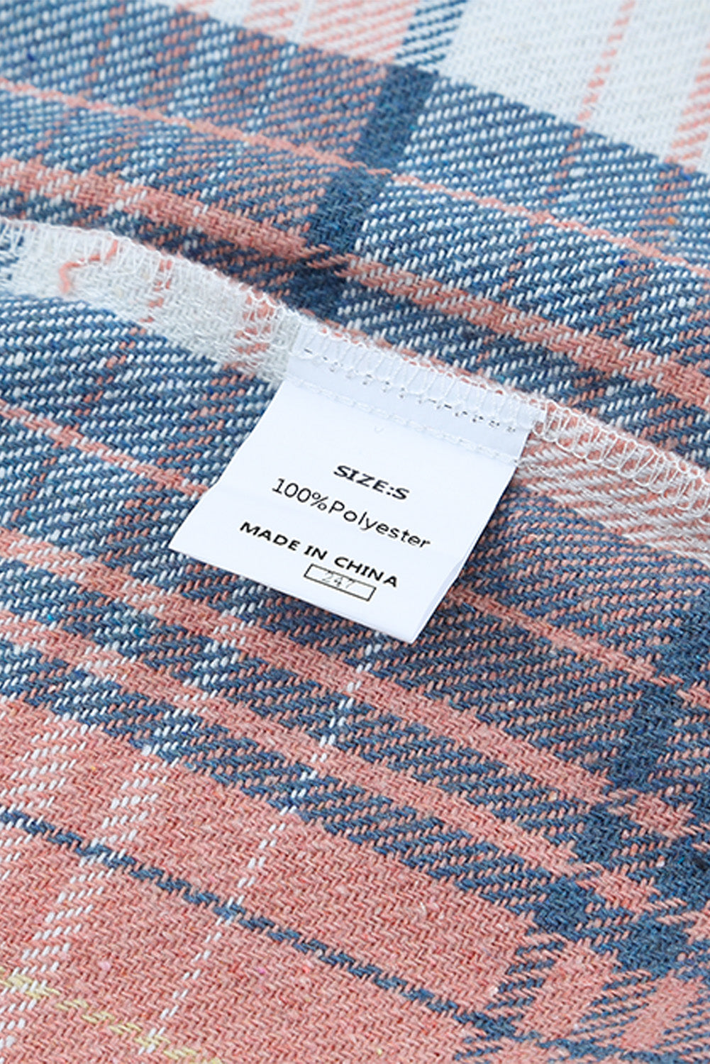 Women's Shacket Featuring Plaid Flap Pockets Pink Black