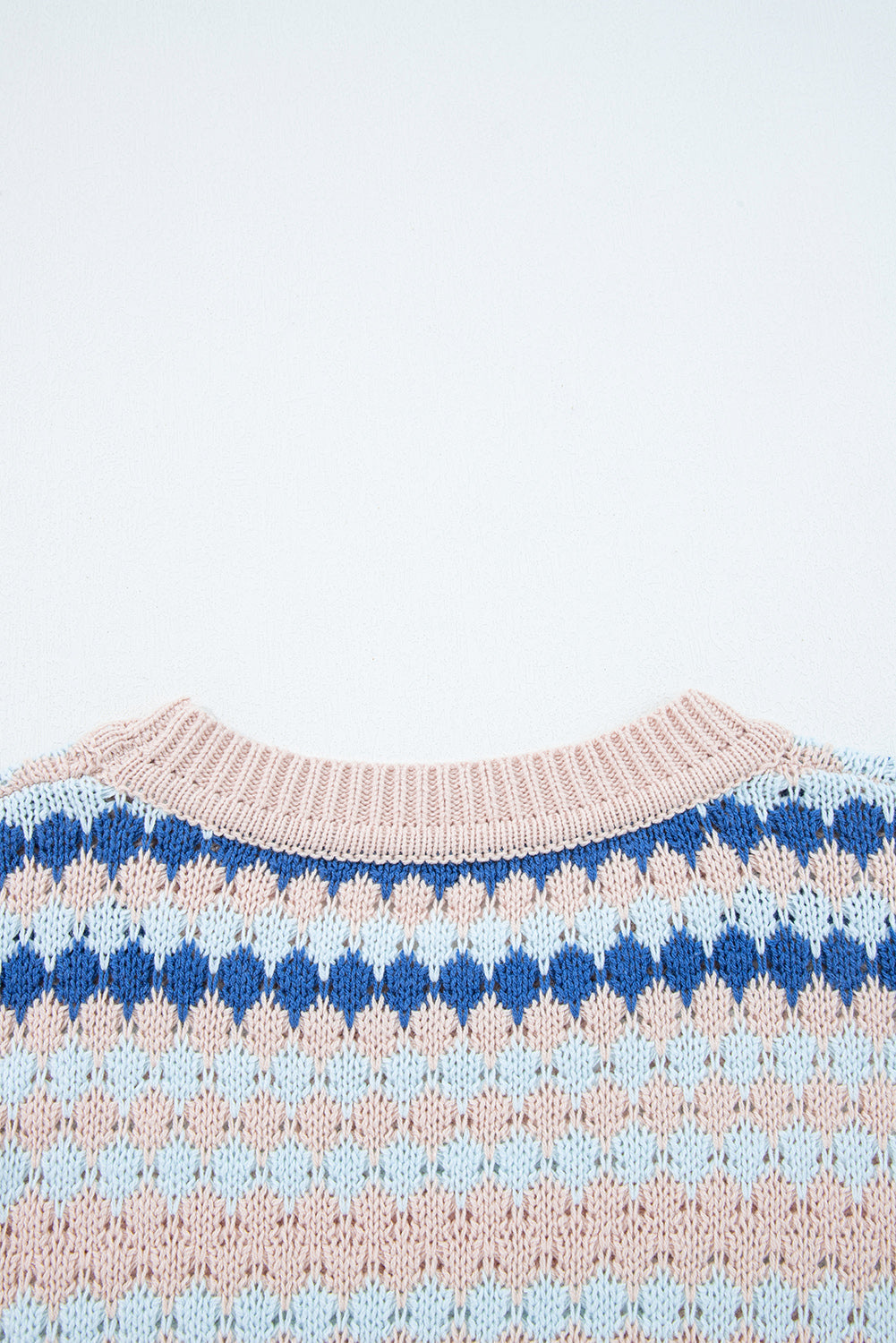Eyelet Patterned Drop-Shoulder Knit Top