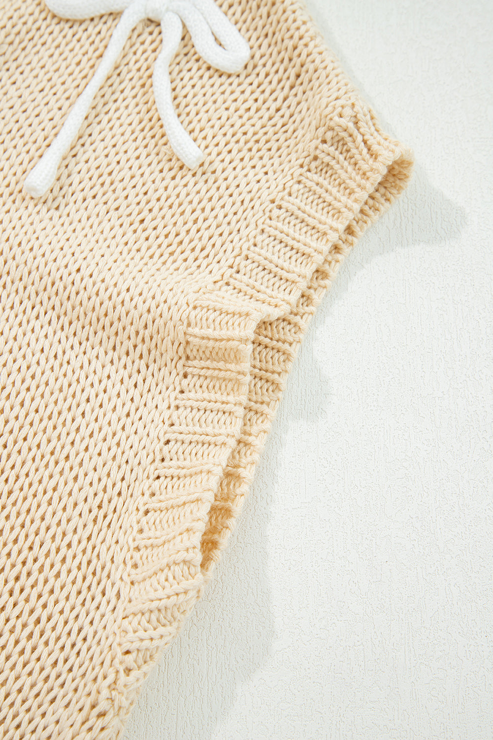 Applique Cap Bowknot Cap Sleeve Knit Top