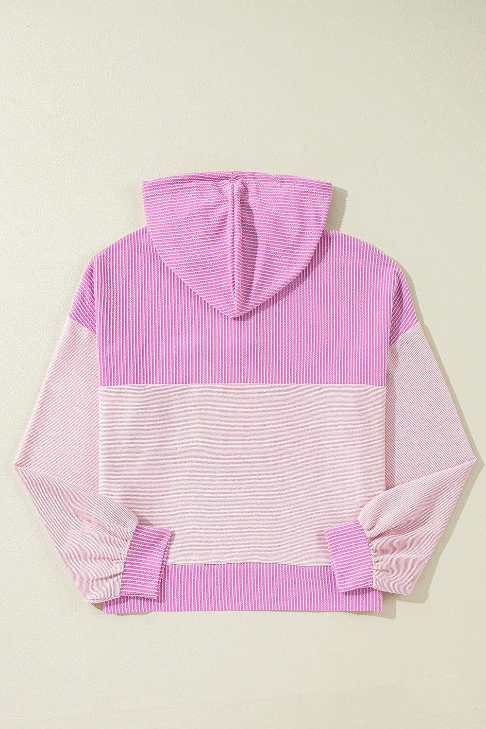 Corded Colorblock Patch Pocket Drawstring Hooded Top
