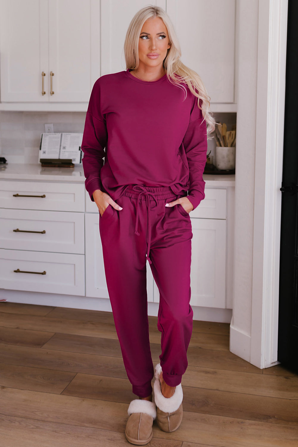 and Long-Sleeved Pullover Jogger Pants Lounge Set