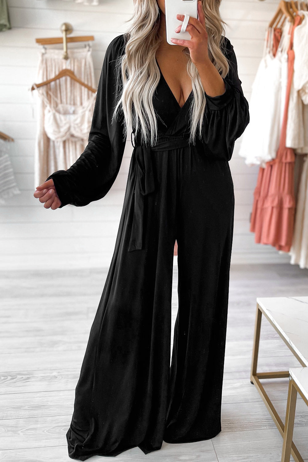 Leg Jumpsuit for Women V Neck Wide Cutout Back