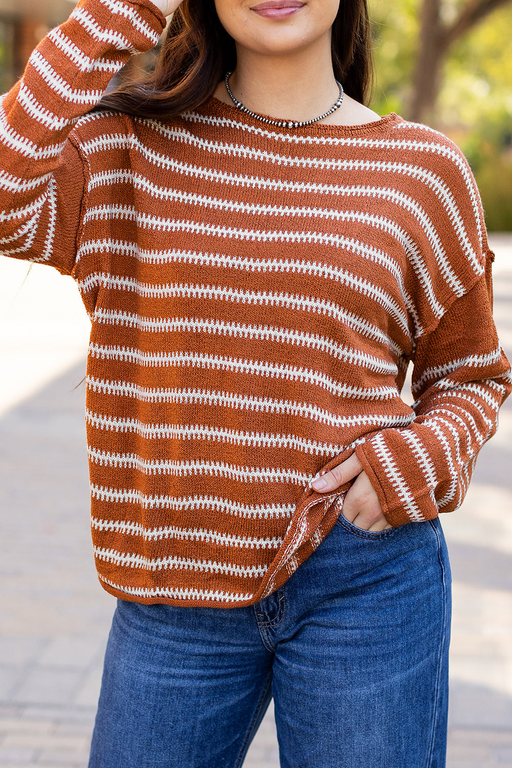 Drop Shoulder Casual Sweater