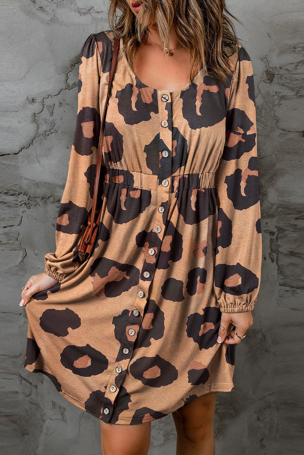 Women's Dress Featuring Front Bubble Sleeve Loose Knitted
