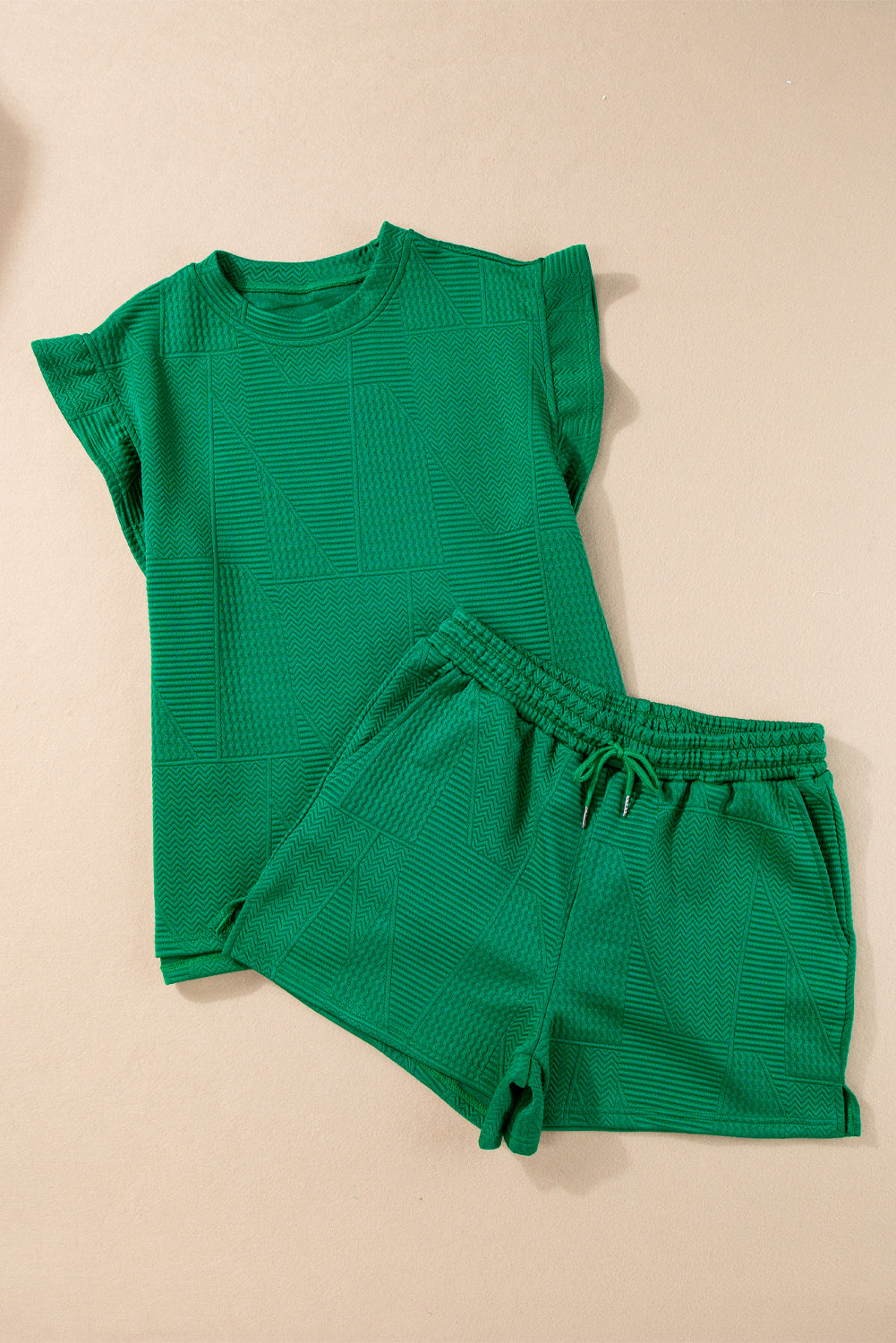 Shorts for Women Ruffle-Trimmed Split Top and Drawcord