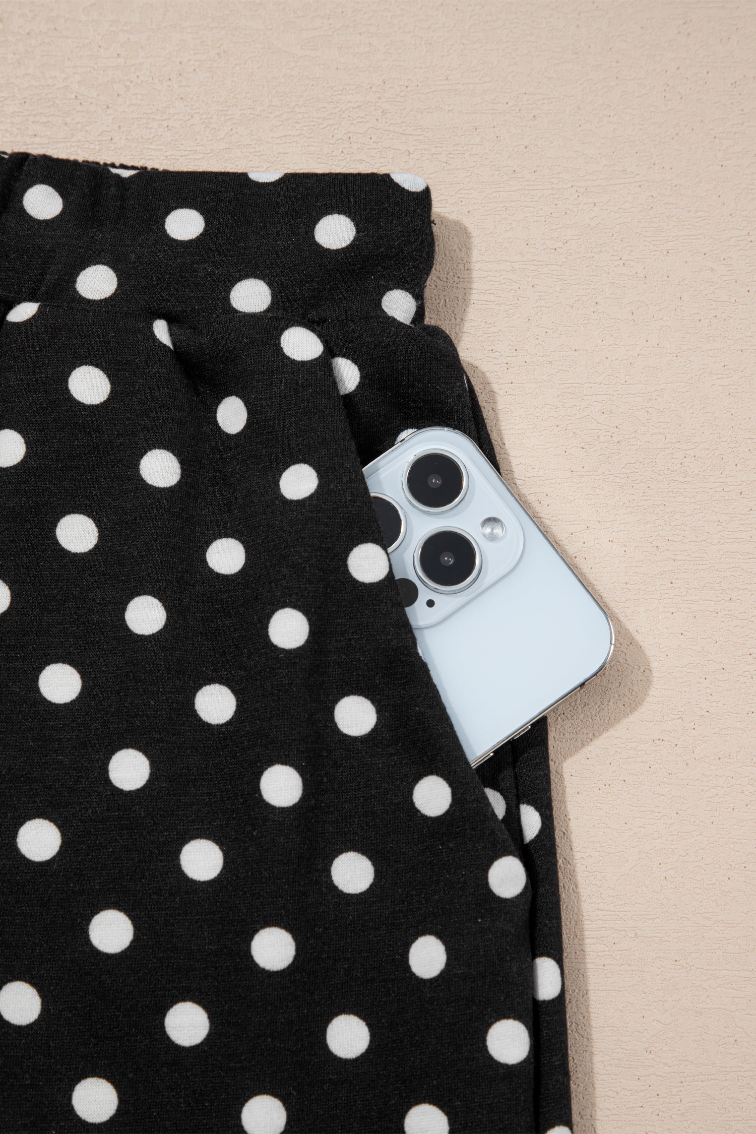 Polka-Dot Mini Drawcord Everyday Skort in Black