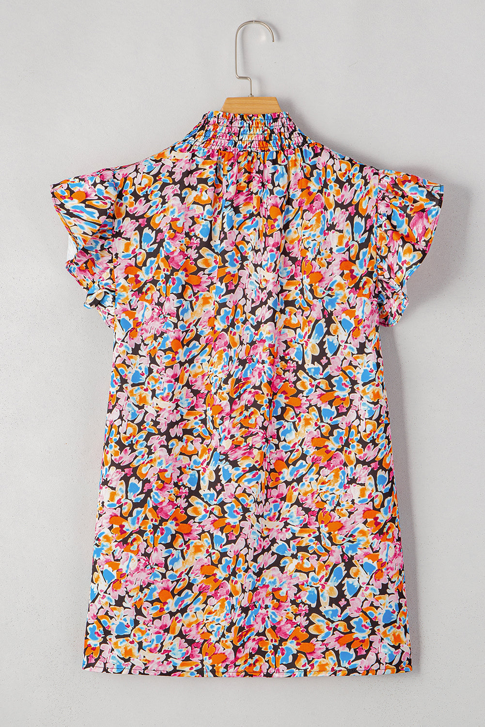 Floral-Print Flutter Sleeve Blouse Top