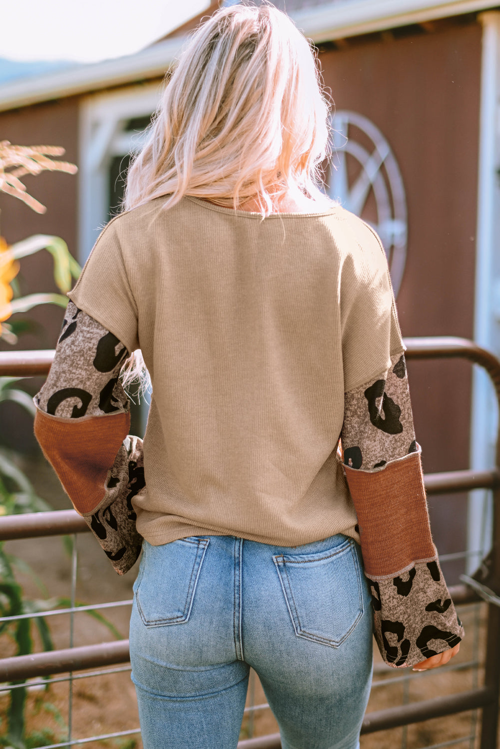Knit Top for Women Loose Sleeve Color-Block