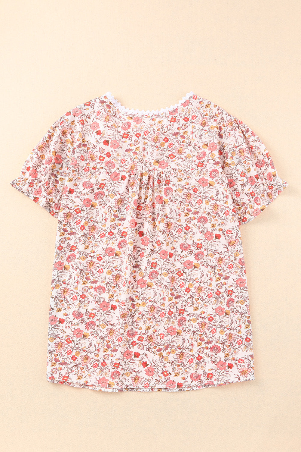 Women's Top Featuring Split Neck Floral-Print Plus Size