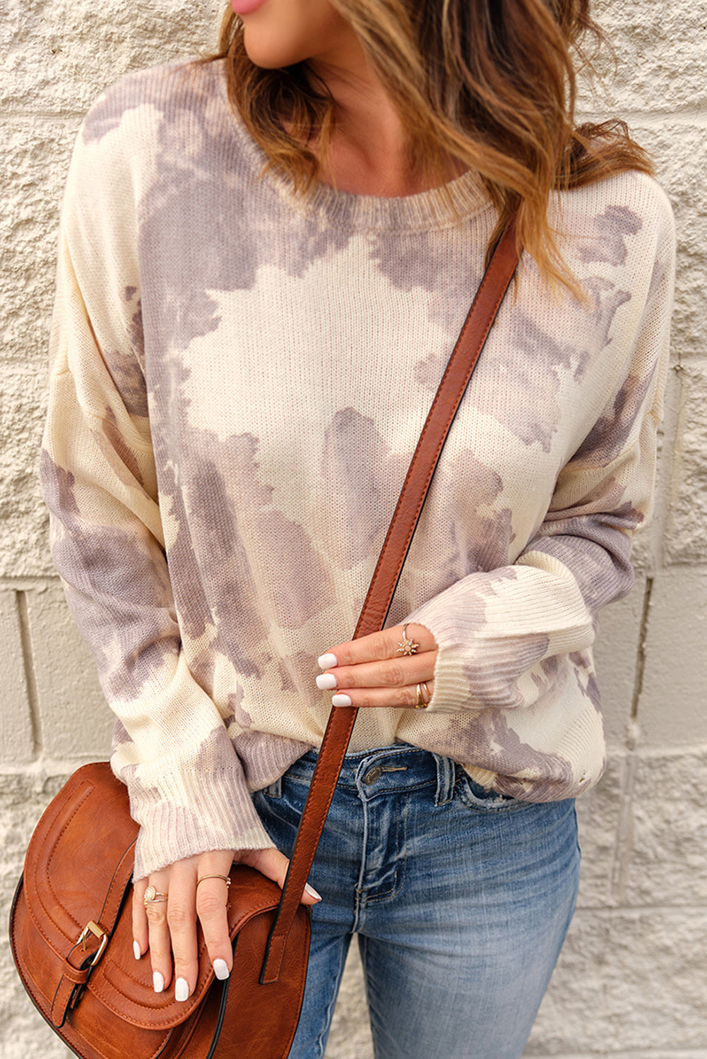 Women's Sweater with Stain Washed Tie Dye