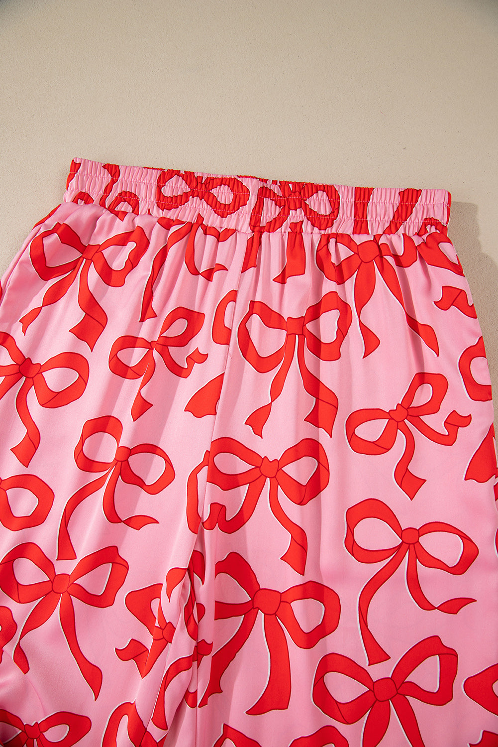 Bow Print 2pcs Print Shirt Style Long-Sleeved Pajama Set