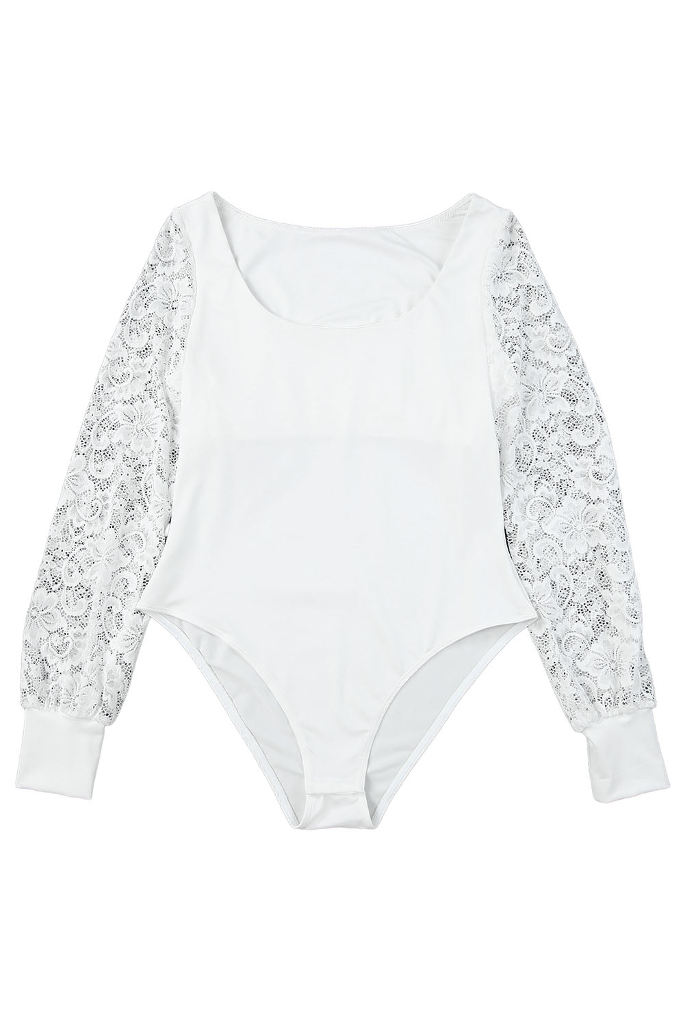 Bodysuit for Women Lace-Trimmed Sleeves Square