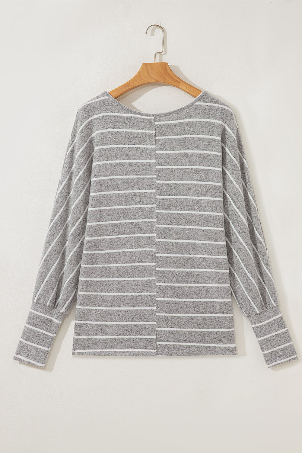 Dolman Sleeve Stripe Sleeve Cotton Top in Gray