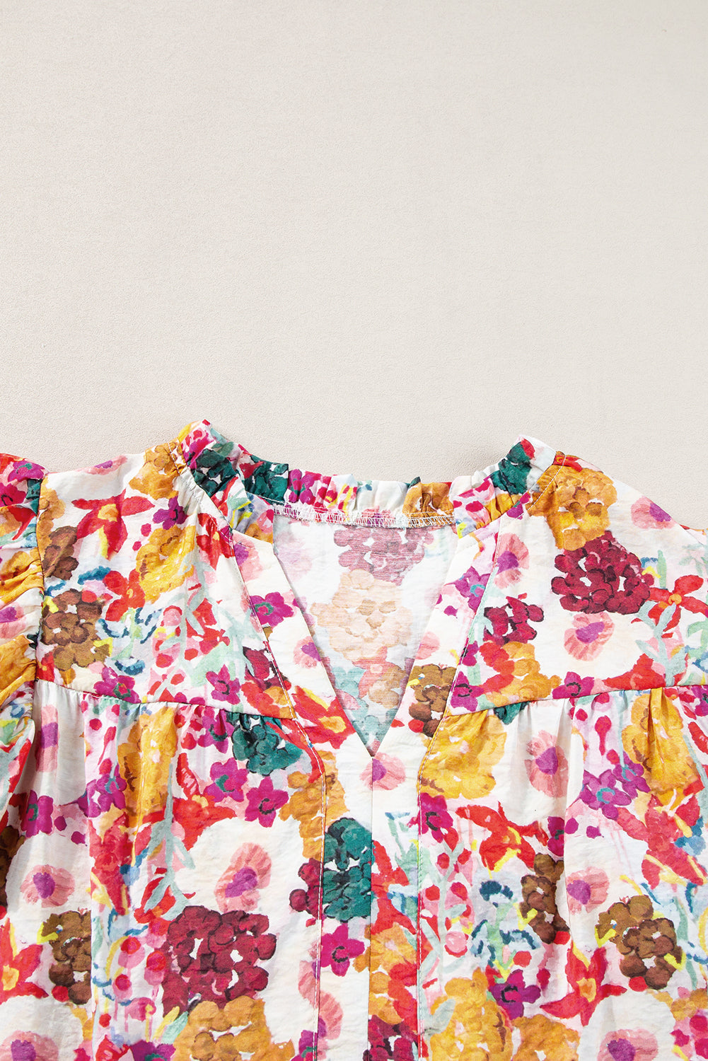 Women's Dresses Featuring Split Neck Flutter Floral-Print Print