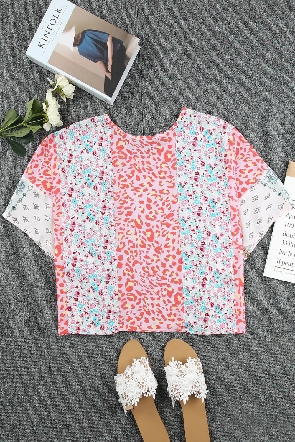 Top for Women Animal Floral-Print Mix Print Cape