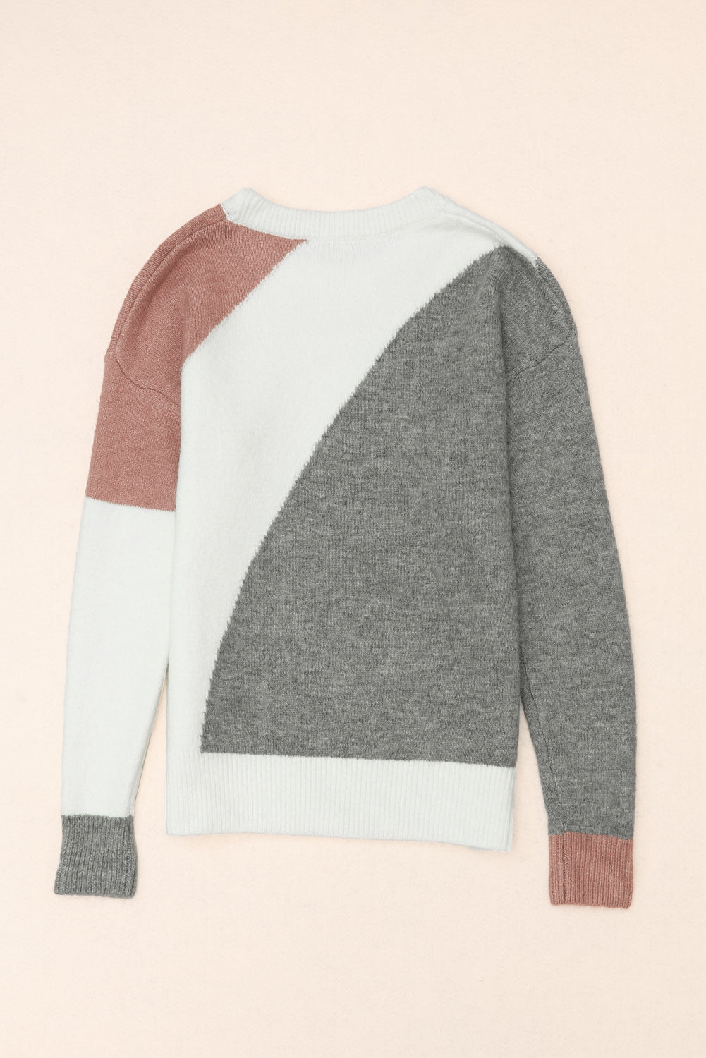 Women's Sweater Featuring Rib-Knitted Trim Round Neck