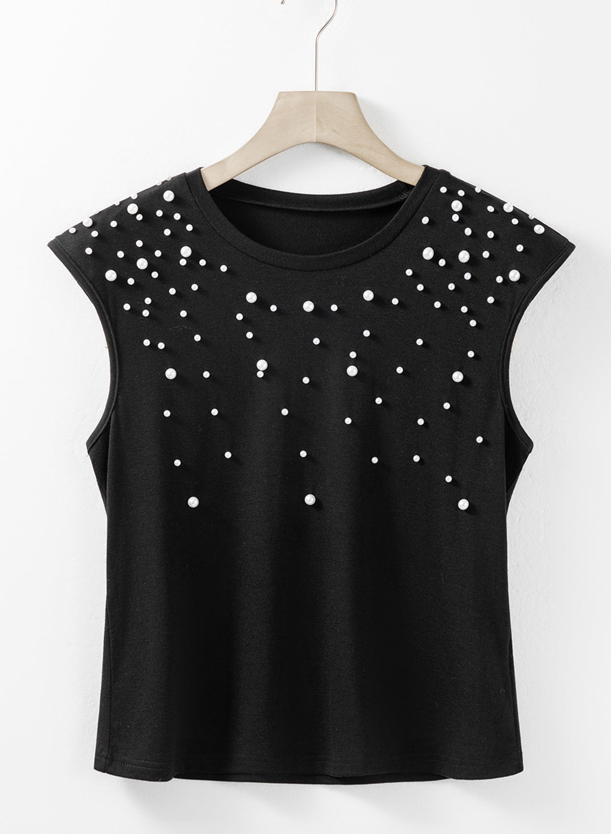Women's Shoulder Pearls Beaded Tank Top