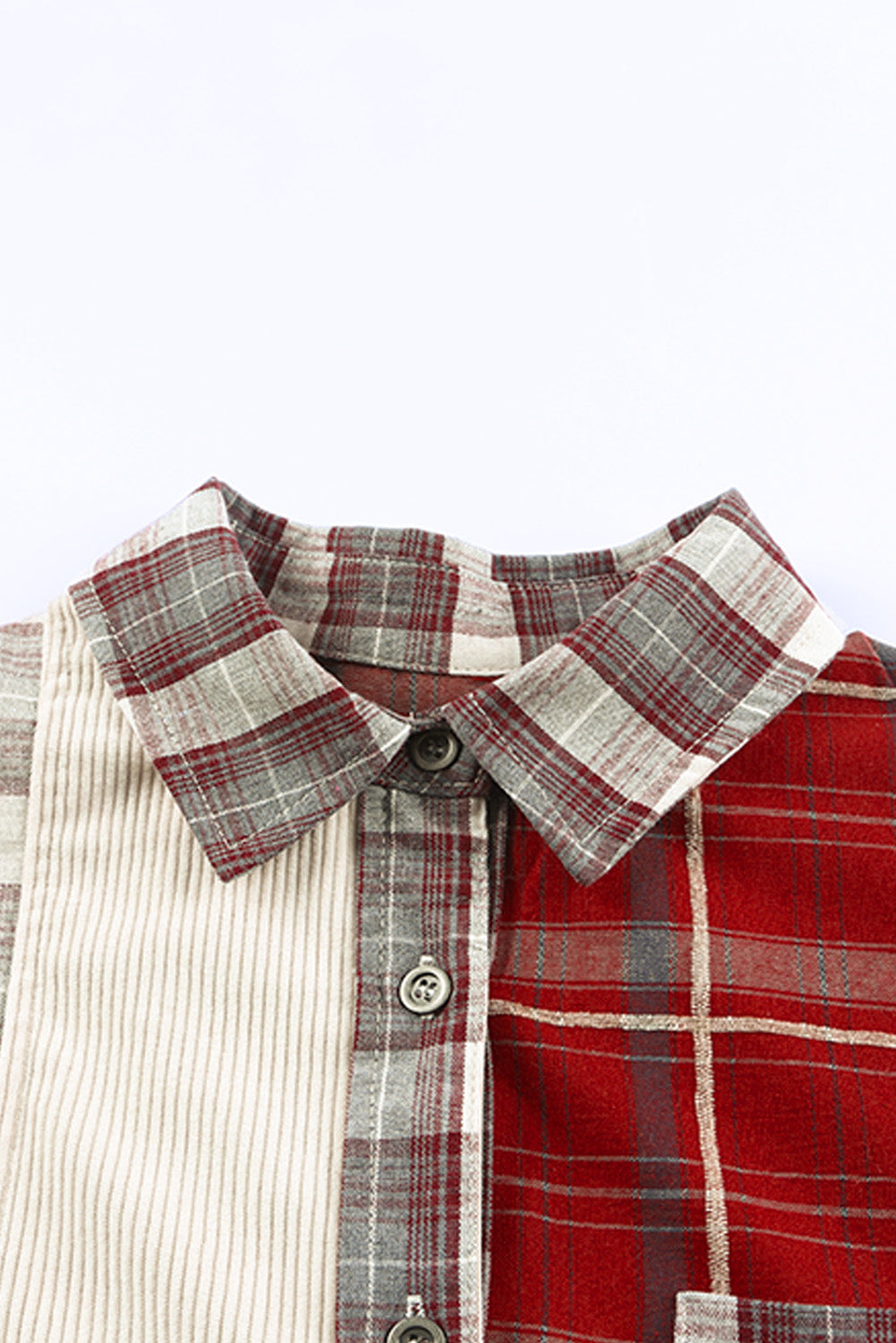 Women's Patchwork Plaid Cord Shacket