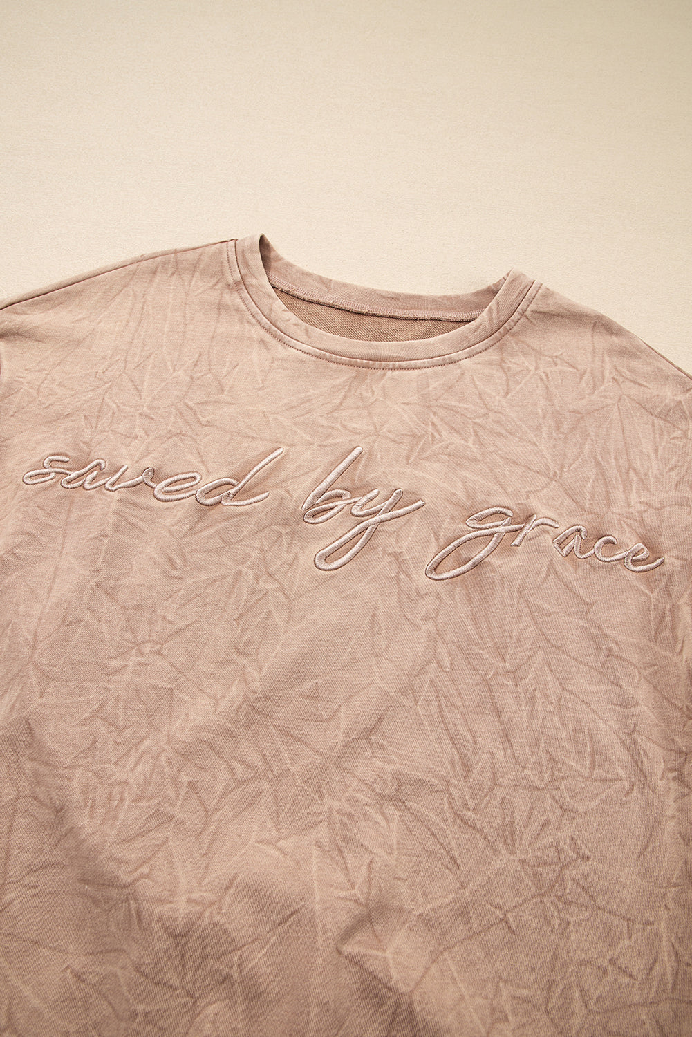 grace saved by Letter Embroidery Mineral Wash Loose Sweatshirt