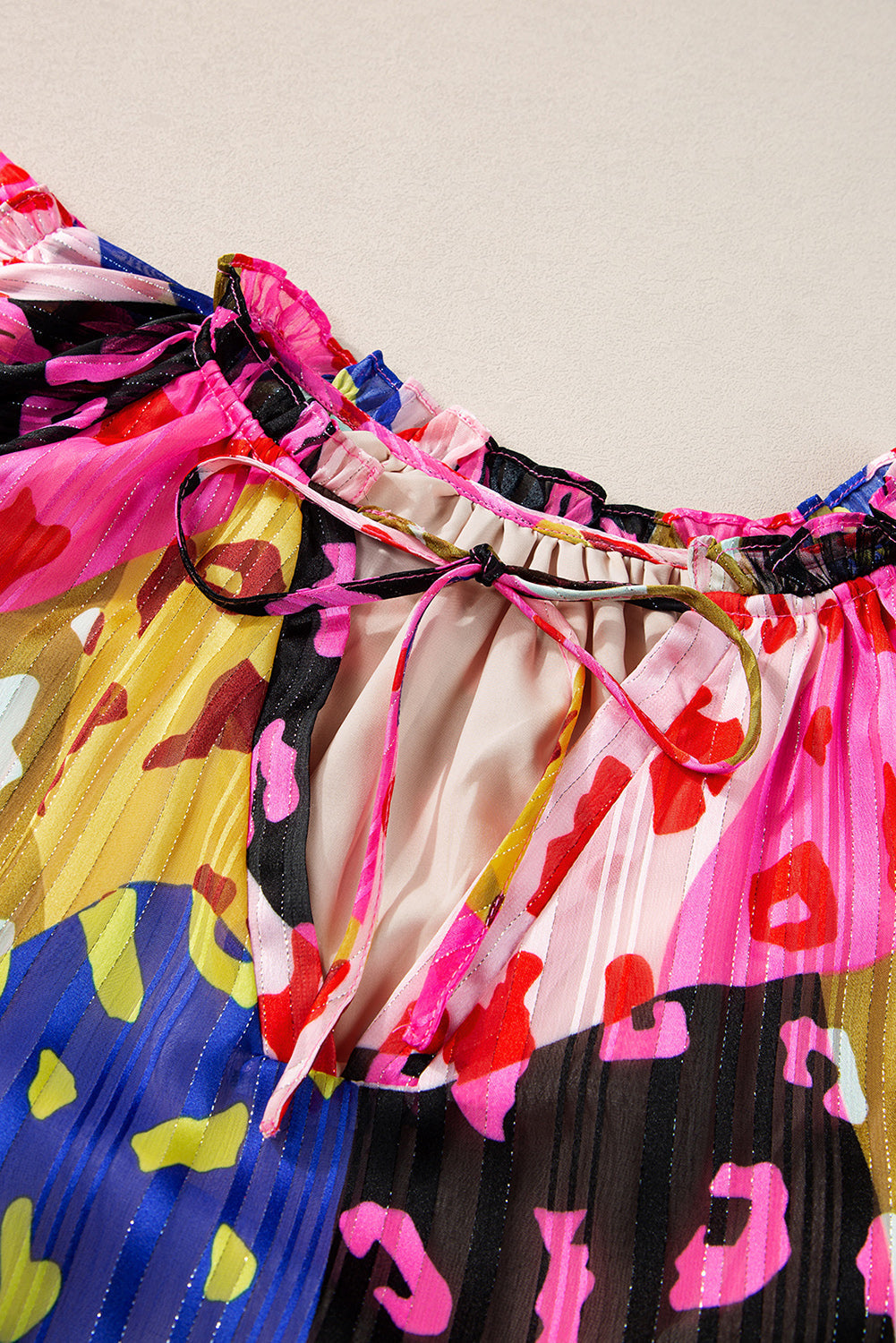 Women's Blouse Featuring Rose V Neck Crinkled