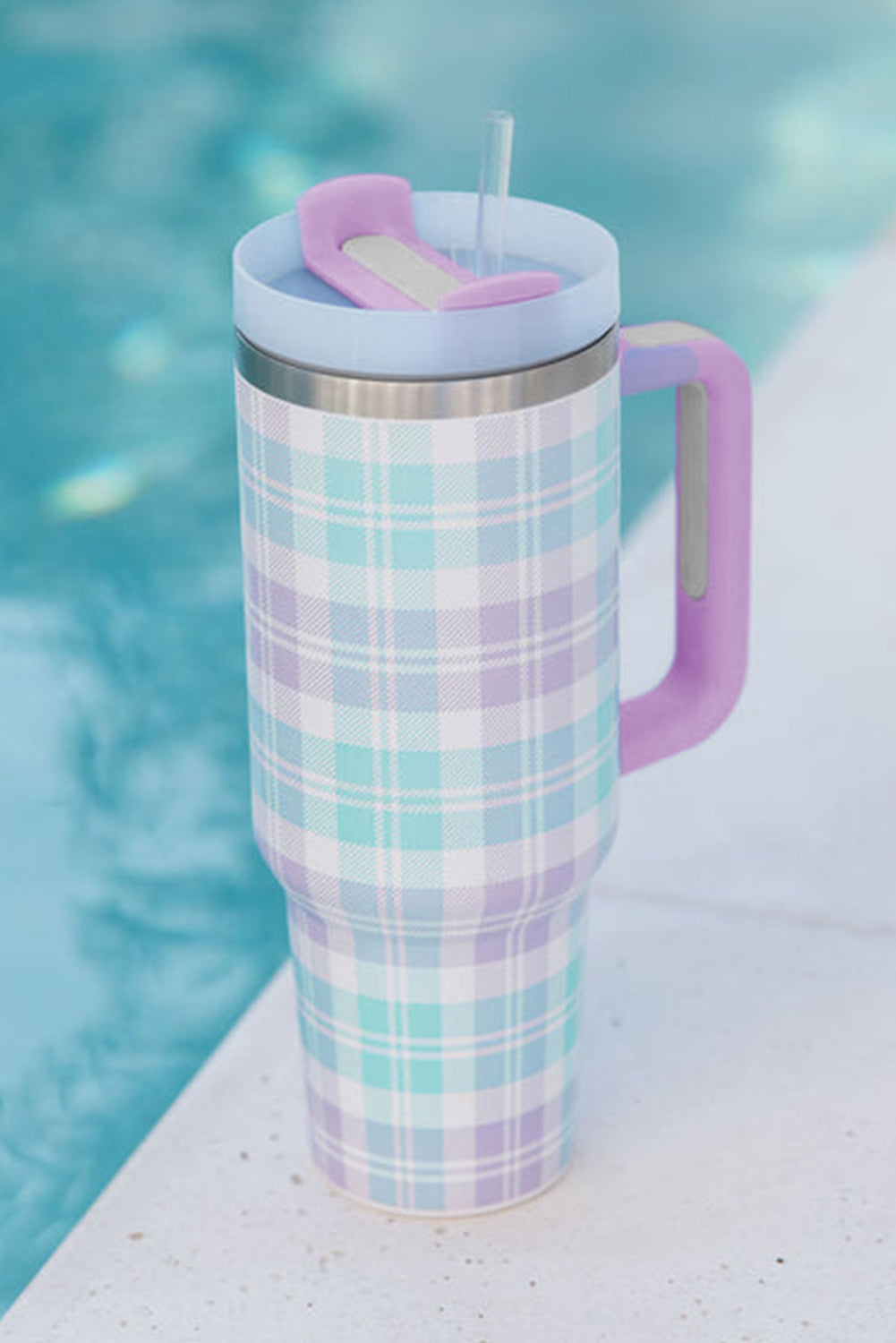 Print Handle Plaid Handle Large Vacuum Cup 40oz