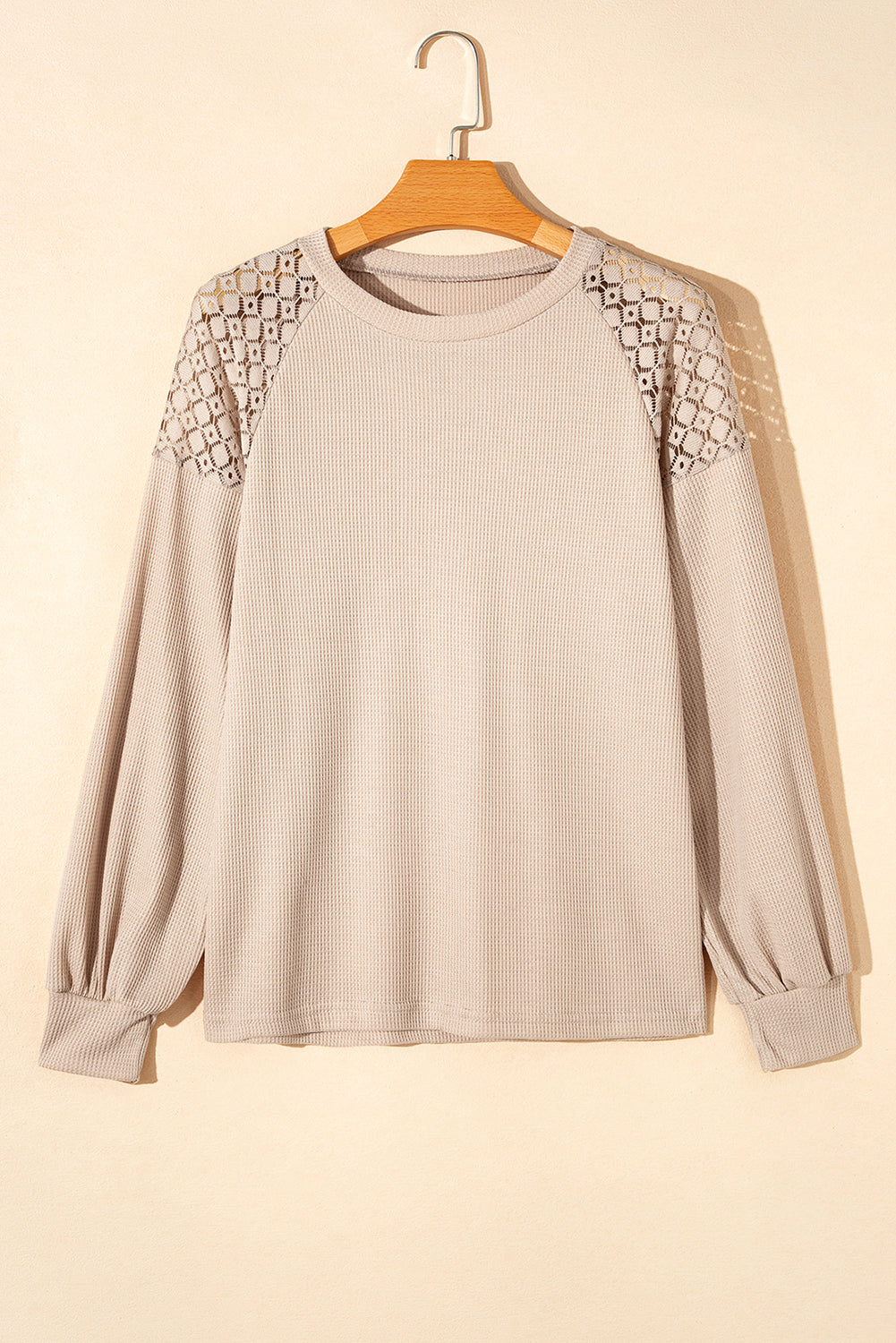 Lace Long-Sleeved Textured Pullover