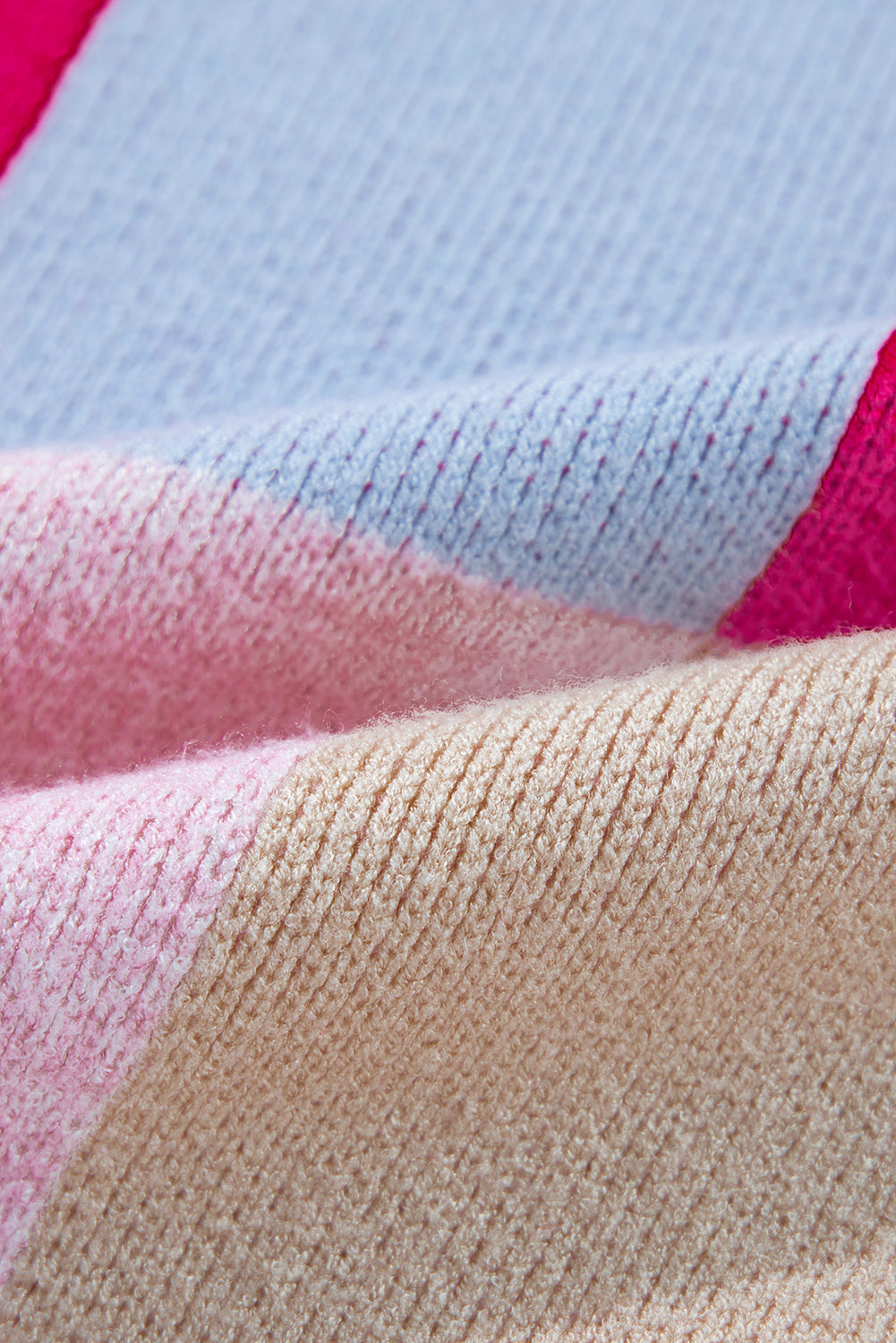 Color Block Drop Shoulder Crewneck Loose Fit Sweater