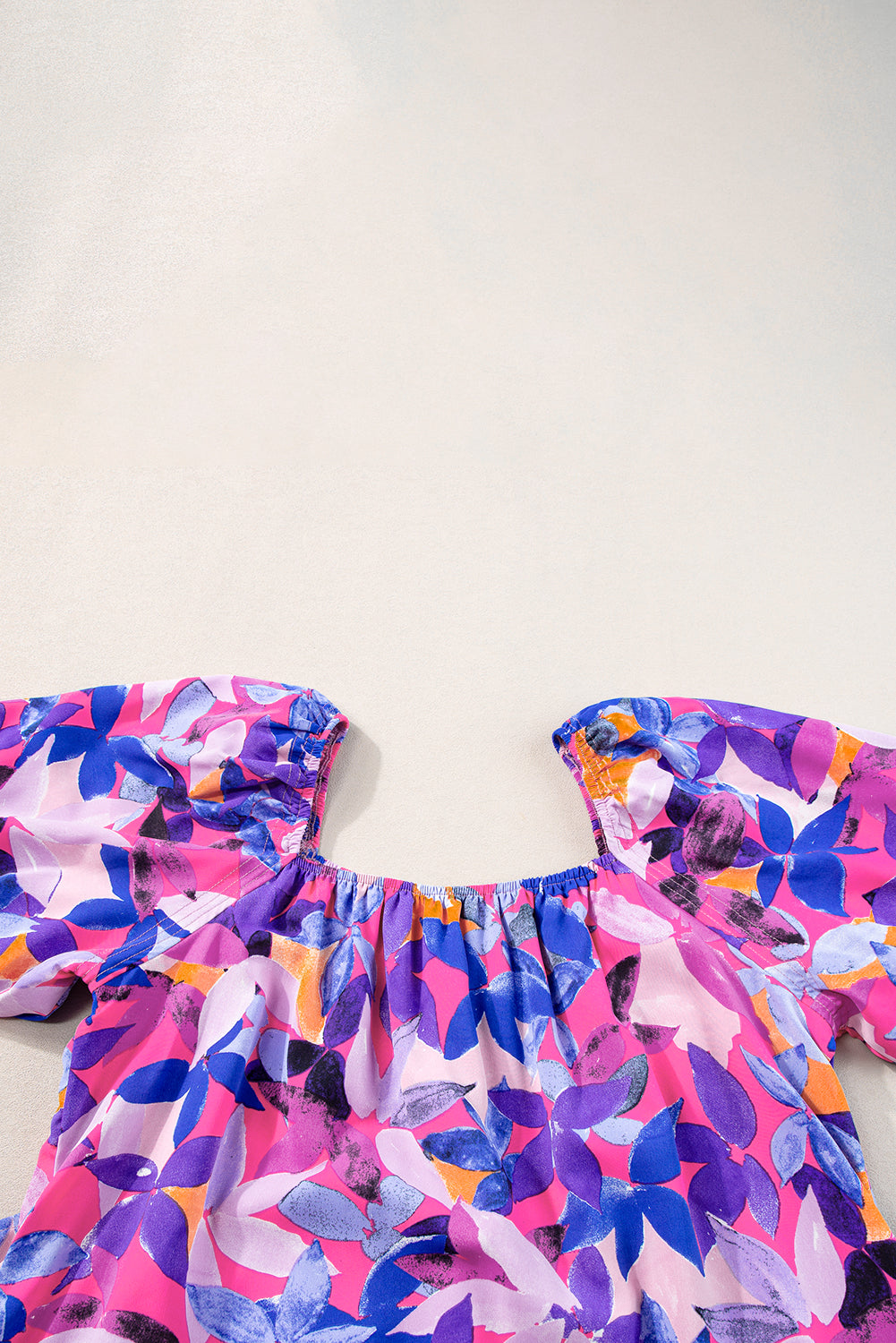 Women's Dresses with Flower Short-Sleeve Ruffle-Trimmed
