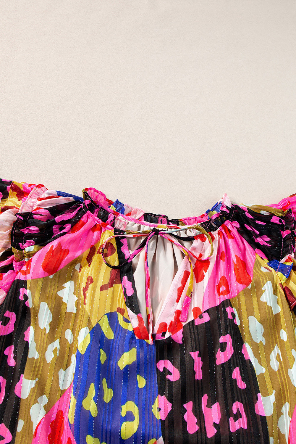 Women's Blouse Featuring Rose V Neck Crinkled