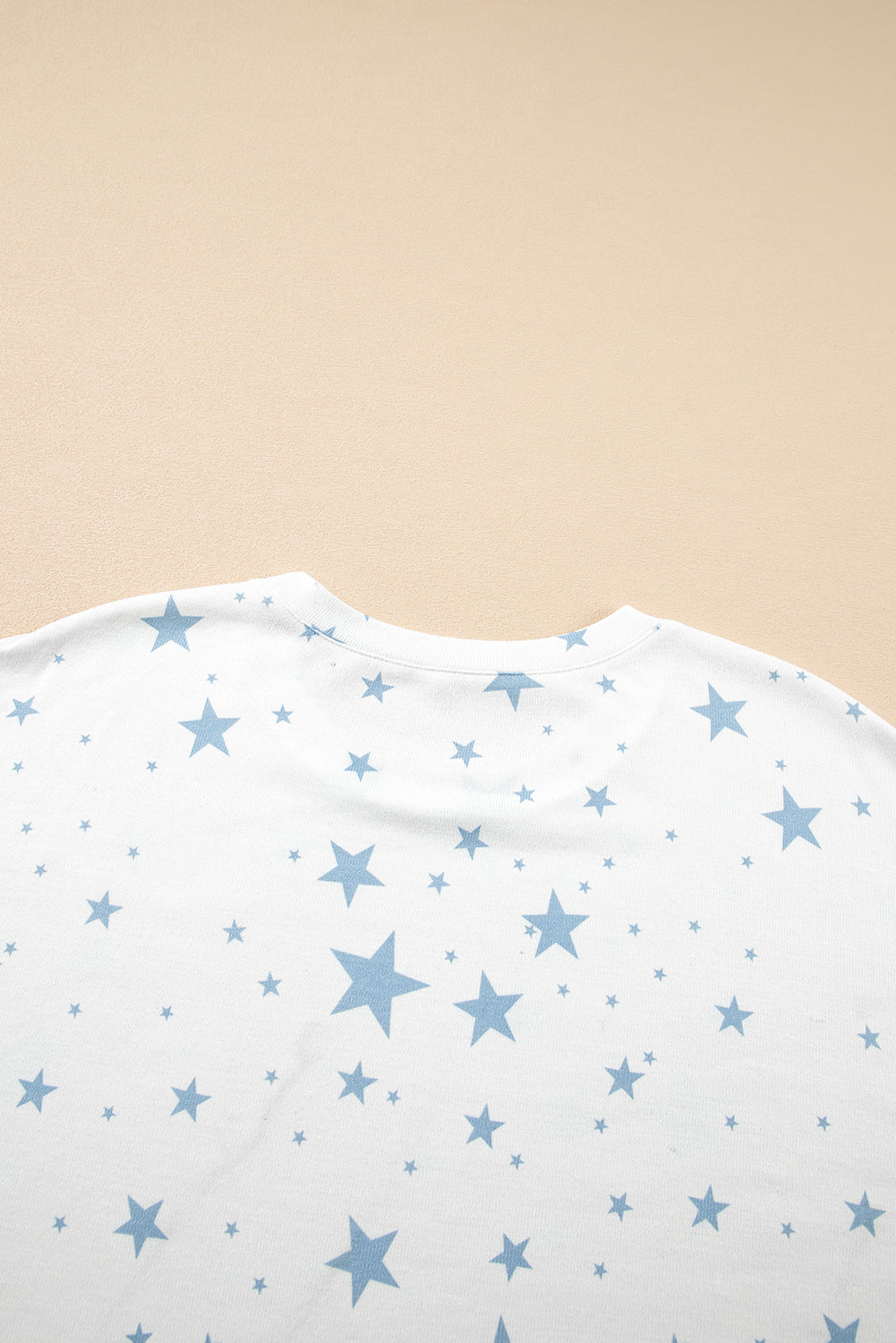 Stars Print Drop-Shoulder Roomy T Shirt with Slits