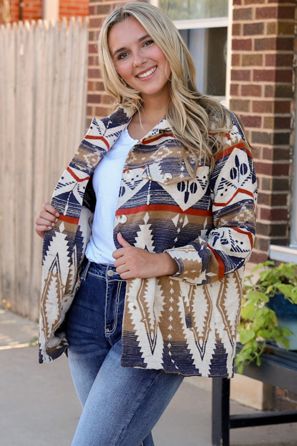 Jacket for Women Aztec Button Oversized