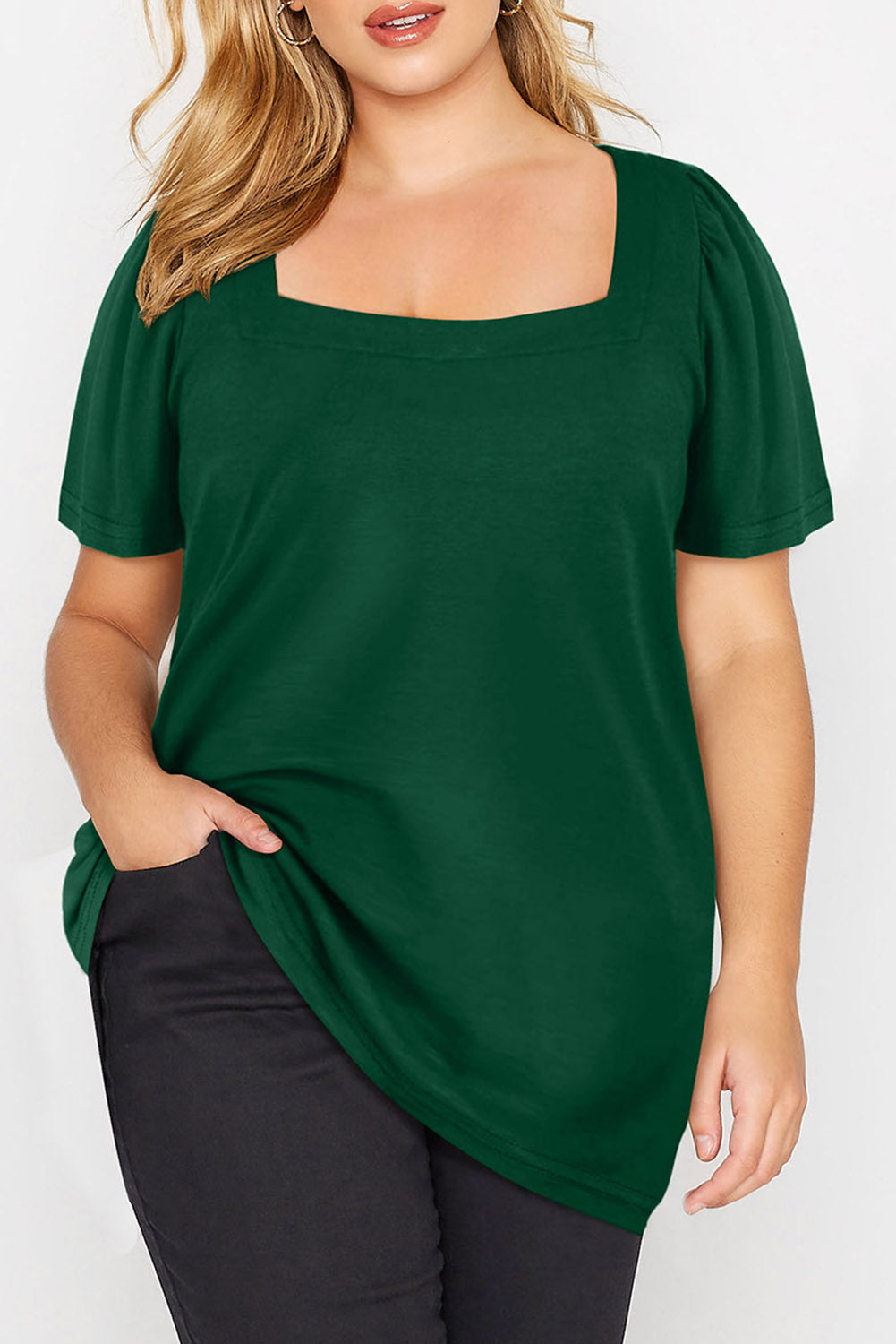 Top for Women Plus Size Ruched Shoulder