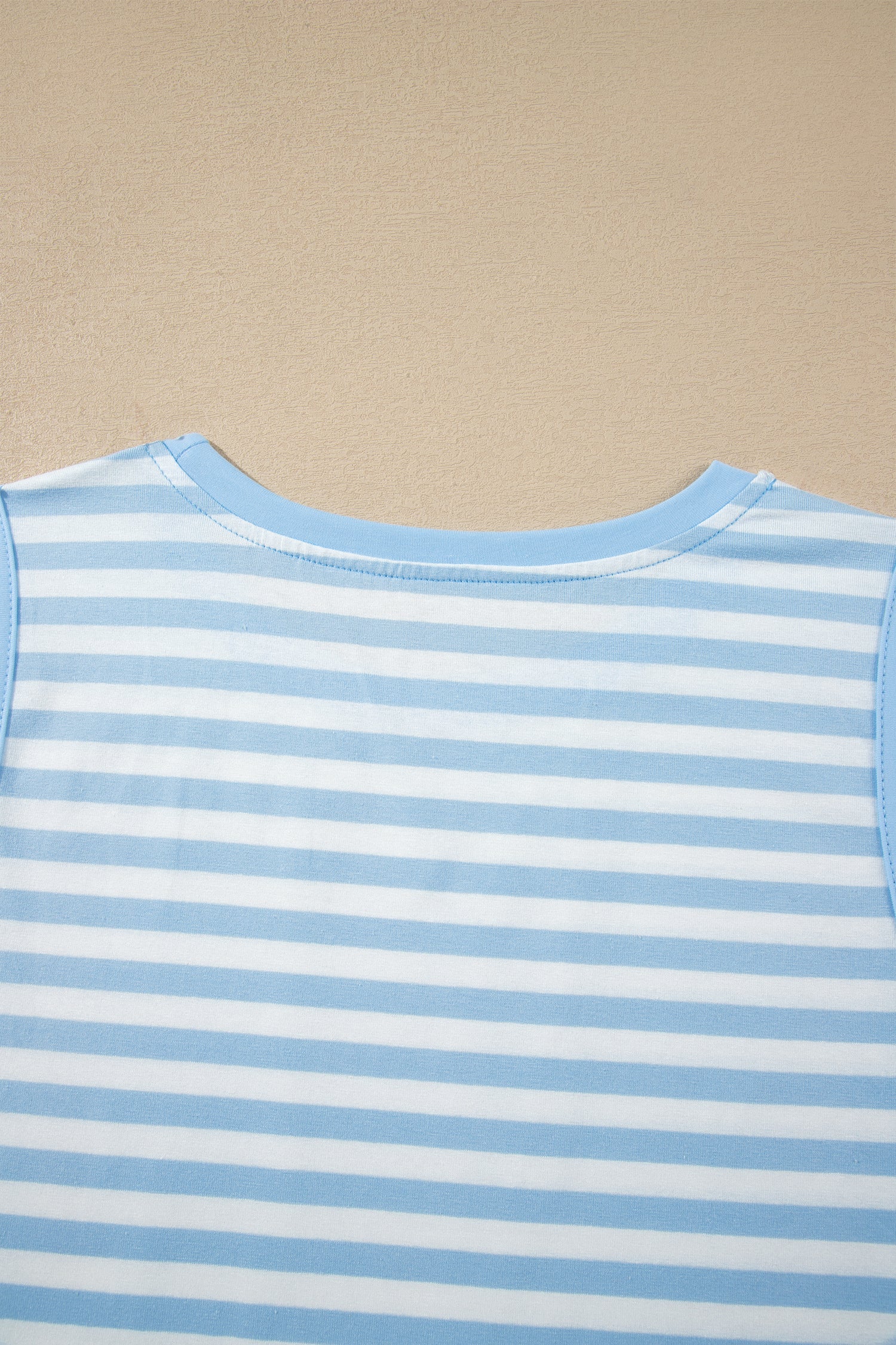 Cute Sky Blue Stripe Slim Tank Contrast Ruffle Mini Skort Set