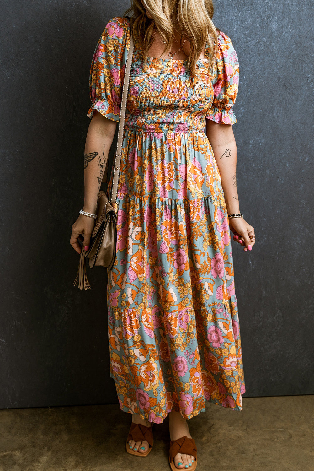 Floral Dresses for Women Sleeve High-Rise Balloon