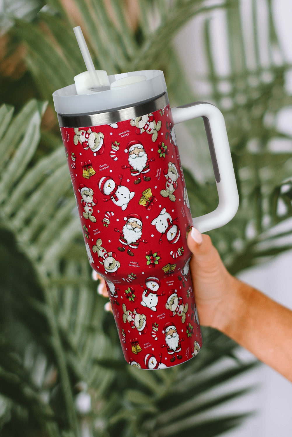 Print Handled Christmas Handled Stainless Steel Tumblers 40oz